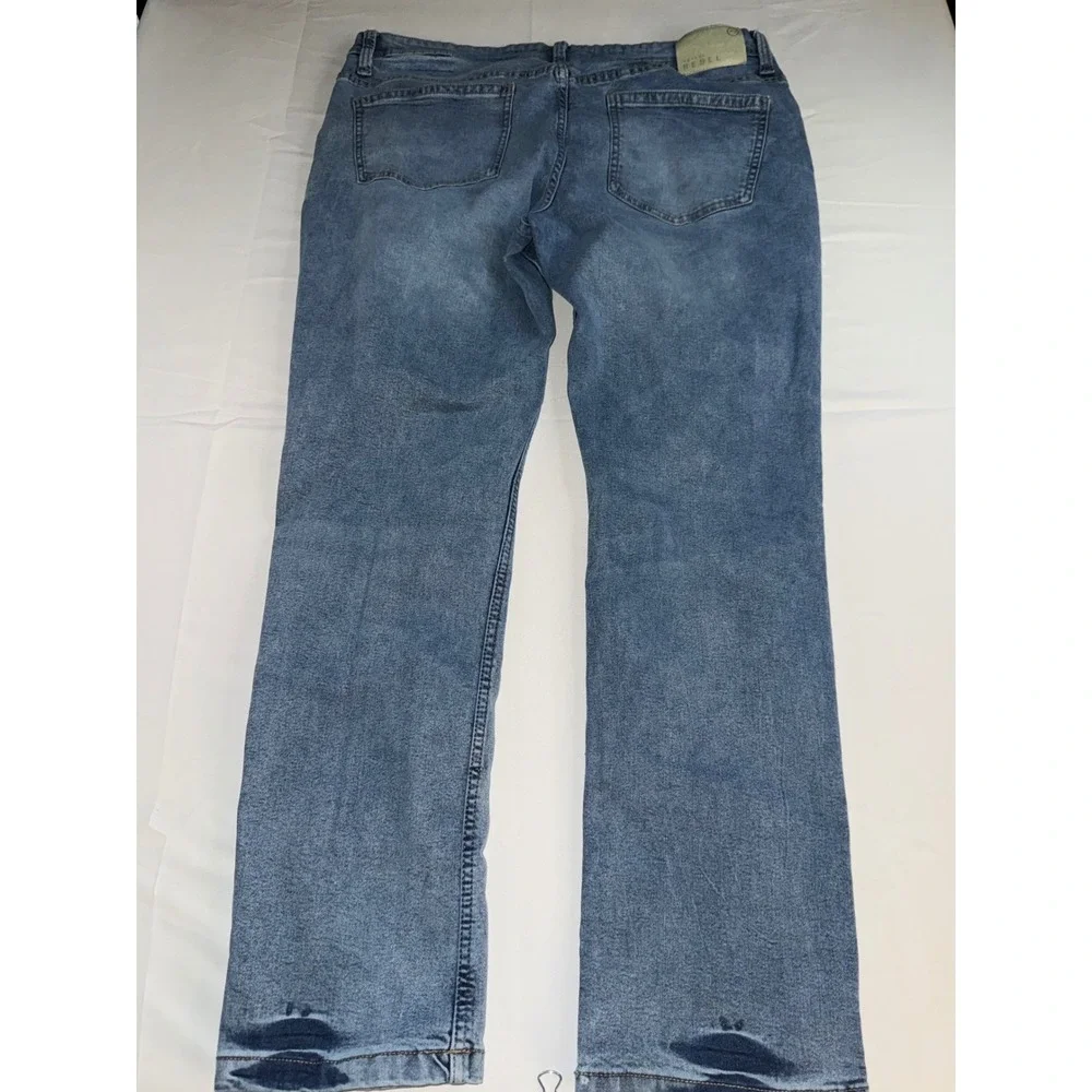Artful Rebel Mens Slim Straight Jeans 36x30 Medium Wash Blue Stretch Denim
